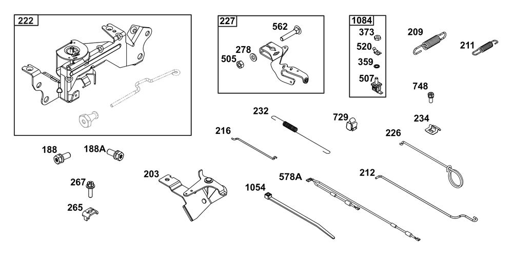 Controls Group Diagram and Parts List for 305772-0154-G1 200000 - 399999 Briggs and Stratton Engine
